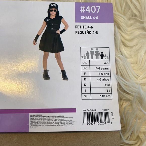 Girls 3 piece SWAT cop police woman black navy Halloween costume sz S cop woman - Picture 7 of 16